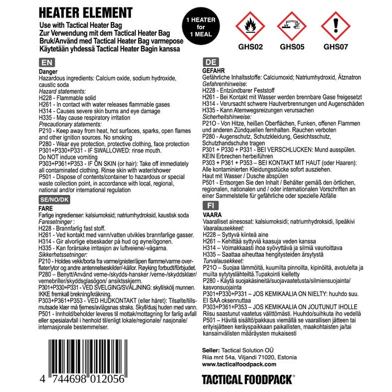 Tactical Foodpack Tactical Heater Element